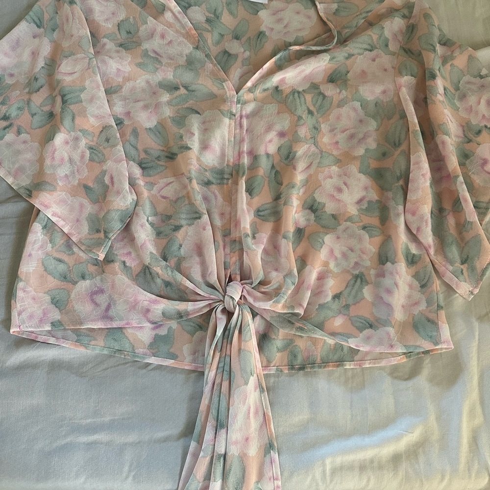 Light pink floral blouse, worn once!